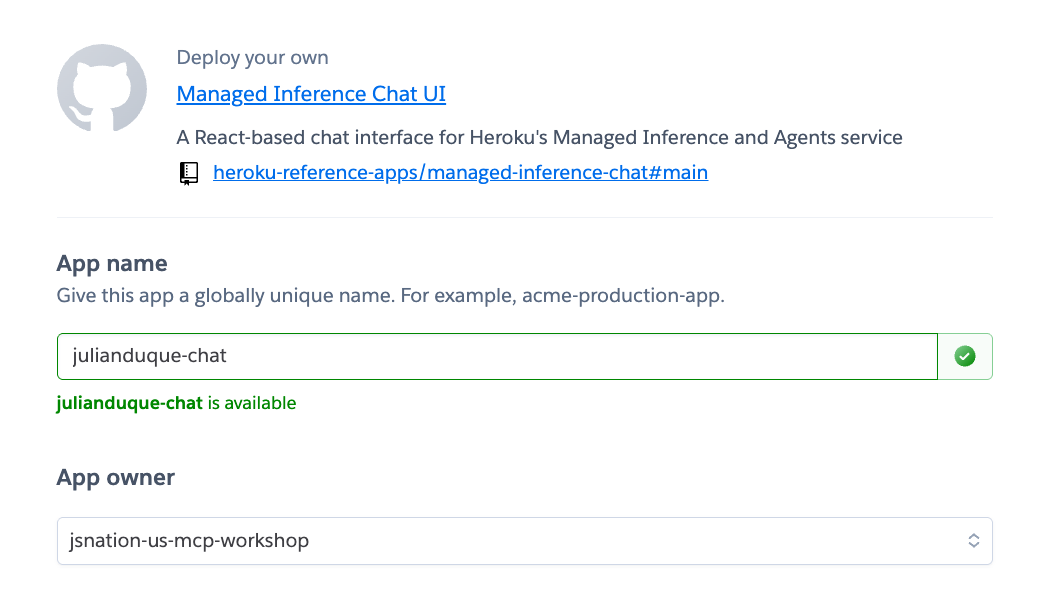 Create Heroku Managed Inference Chat
