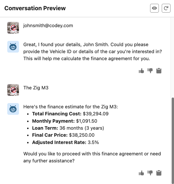 Testing in Agent Builder