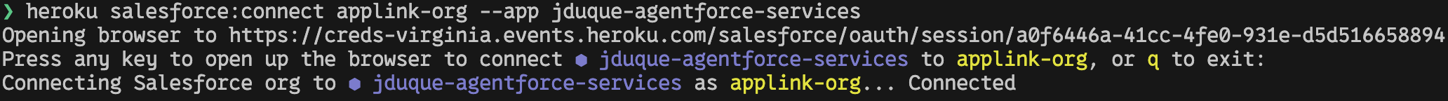 Heroku App Connected